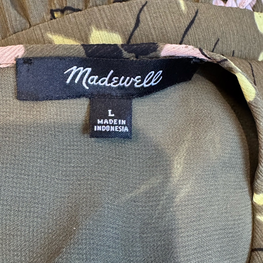 Madewell Olive Floral Blouse #186 - Picture 4 of 4